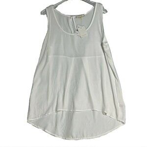 Pleione Womens White Sleeveless High-Low Blouse Small 100% Polyester Made In USA